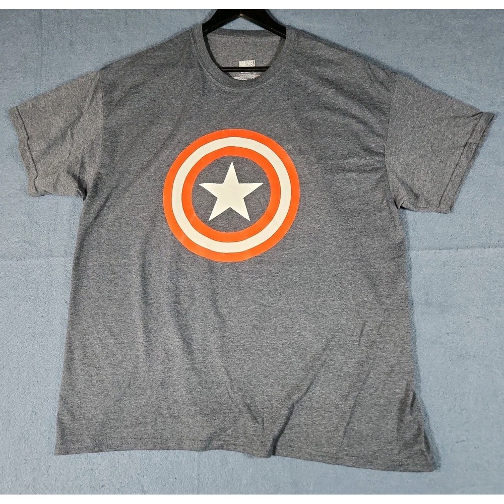 MARVEL COMICS CAPTAIN AMERICA Gray t shirt size xl movie Sheild